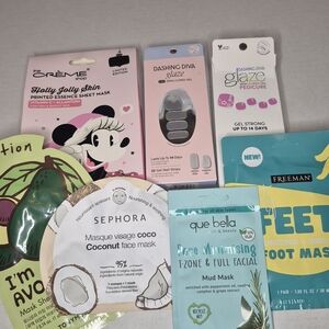 Beauty & Self-Care‎ Bundle – Face Masks + Nail Strips (New)